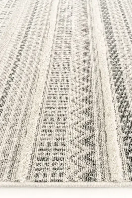 Sakura 2207 Gray Non-shedding Ethnic Patterned Modern Woven Boucle Living Room Rug-Gray 15 - 6