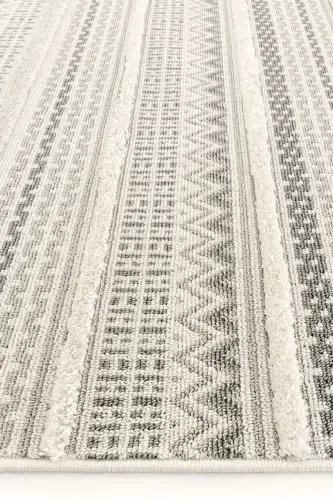 Sakura 2207 Kulrang Havo Chang Bermaydigan Etnik Naqshli Zamonaviy To'quv Bukleli Salon Gilami-Kulrang 15 - 6