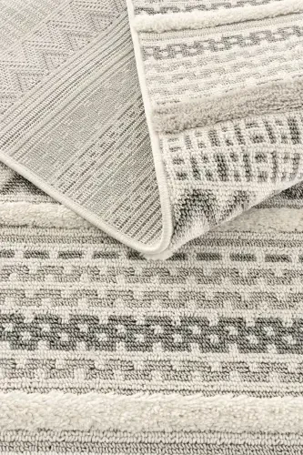 Sakura 2207 Kulrang Havo Chang Bermaydigan Etnik Naqshli Zamonaviy To'quv Bukleli Salon Gilami-Kulrang 15 - 7