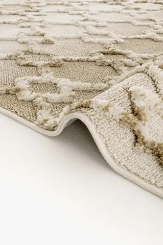 Sakura 2208 Mink Hav Non-Shedding Ethnic Patterned Modern Woven Boucle Living Room Rug-Mink - 5