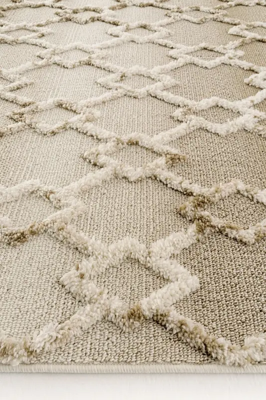 Sakura 2208 Mink Hav Non-Shedding Ethnic Patterned Modern Woven Boucle Living Room Rug-Mink - 6