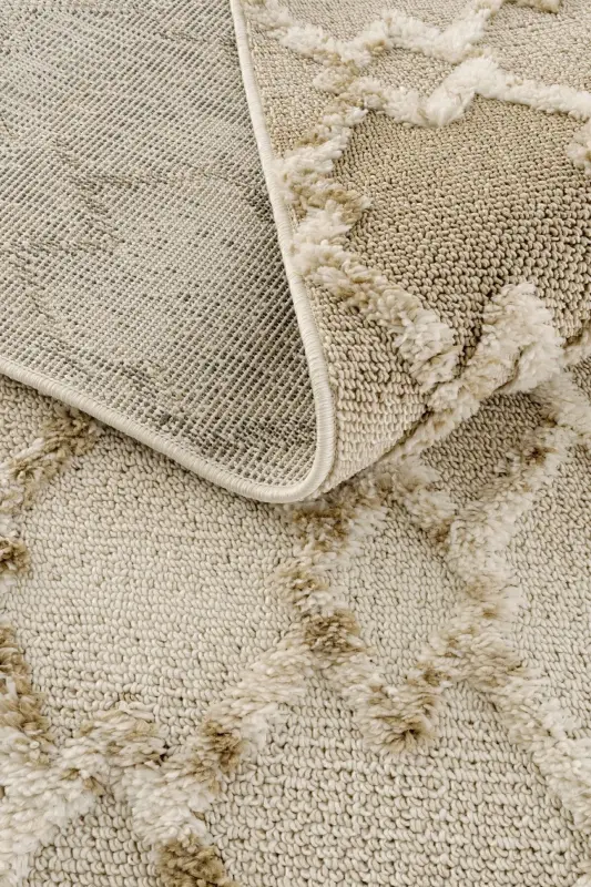 Sakura 2208 Mink Hav Non-Shedding Ethnic Patterned Modern Woven Boucle Living Room Rug-Mink - 7