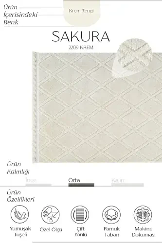 Sakura 2209 Cream Hav Non-shedding Ethnic Patterned Modern Woven Boucle Living Room Carpet Sss-Cream 5 - 4