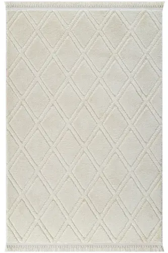 Sakura 2209 Krem Hav Toz Bermas Etnik Naqshli Zamonaviy To'quv Bukleli Salon Gilami Sss-Krem 5 - 3