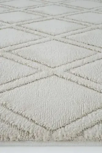 Sakura 2209 Крем Hav Toz Vermez Etnik Desenli Modern Dokuma Bukleli Salon Halısı Sss-Krem 5 - 1