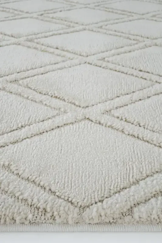 Sakura 2209 Крем Hav Toz Vermez Etnik Desenli Modern Dokuma Bukleli Salon Halısı Sss-Krem 5 - 1