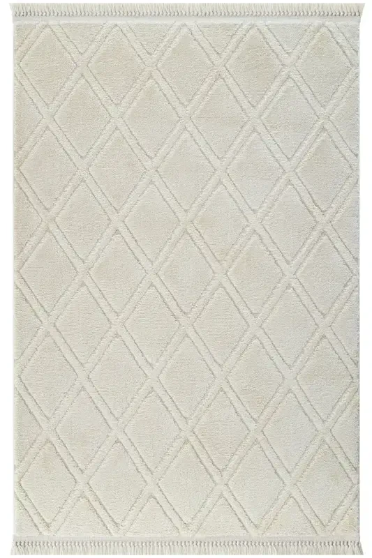 Sakura 2209 Крем Hav Toz Vermez Etnik Desenli Modern Dokuma Bukleli Salon Halısı Sss-Krem 5 - 3