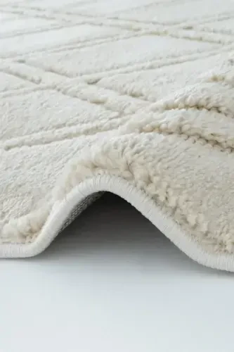 Sakura 2209 Крем Hav Toz Vermez Etnik Desenli Modern Dokuma Bukleli Salon Halısı Sss-Krem 5 - 7