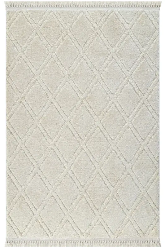 Sakura 2209 Krem Hav Vermez Etnik Desenli Modern Dokuma Bukleli Salon Halısı (xxx) - Krem 5 - 3