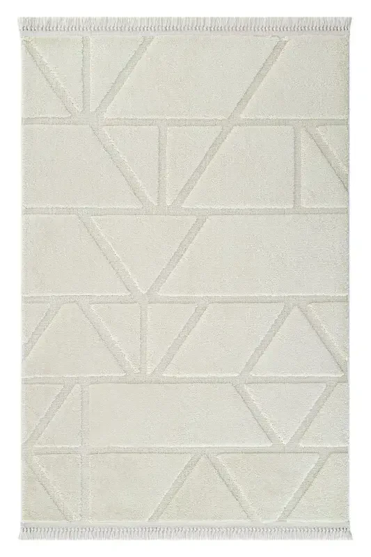 Sakura 2211 Cream Hav Toz Vermez Etnik Desenli Modern Dokuma Bukleli Salon Halısı Sss-Krem 6 - 1