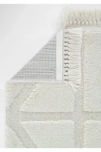 Sakura 2211 Krem Hav Toz Vermez Etnik Desenli Modern Dokuma Bukleli Salon Halısı Sss-Krem 6 - 4