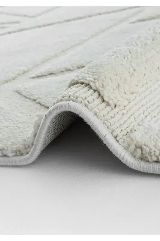 Sakura 2211 Krem Hav Toz Vermez Etnik Desenli Modern Dokuma Bukleli Salon Halısı Sss-Krem 6 - 5