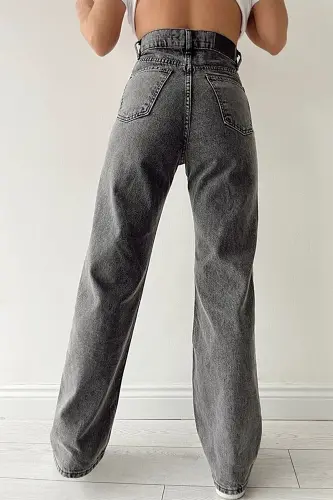 Salaş Kot Pantolon Füme Kar Likralı Palazzo Bol Paça Jeans-fümee3344 - BROSERER (1)