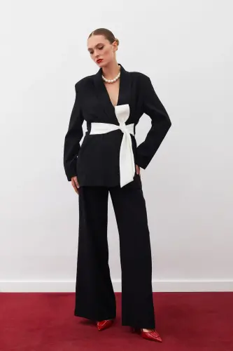 Сала́ш Креп Брю́ки Чёрный-ЧЁРНЫЙ - SATEEN (1)