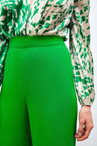 Salaş Krep Pantolon - Yeşil-YEŞİL - 5