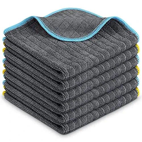 Салфетки для уборки Airlab из микрофибры, тряпки для пыли, универсальные полотенца без разводов, для мытья посуды, многоразовые, 6 шт., 12