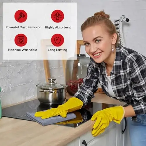 Салфетки из микрофибры AIDEA, 12 шт., 12x16 дюймов, для автомобилей, мягкие и впитывающие, без ворса, премиум-класса, для дома, кухни, автомобиля, магазина - 4