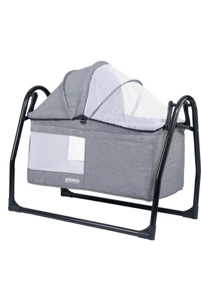 Sallanır Bebek Beşiği Cibinlik Tüllü Tenteli Bebek Beşik Gri-gri - Convers