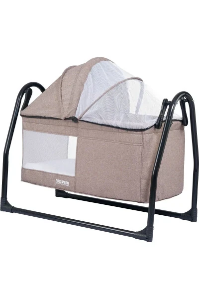 Sallanır Bebek Beşiği Cibinlik Tüllü Tenteli Bebek Beşik Bej-bej - Convers