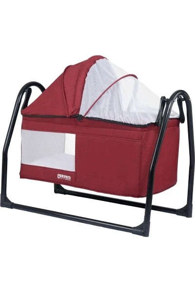 Sallanır Bebek Beşiği Cibinlik Tüllü Tenteli Bebek Beşik Bordo-bordo - Convers