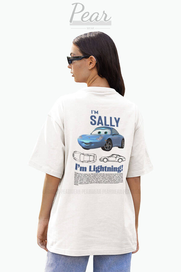 Sally Mcqueen Cars Baskılı Tişört Oversize T-Shirt - 1