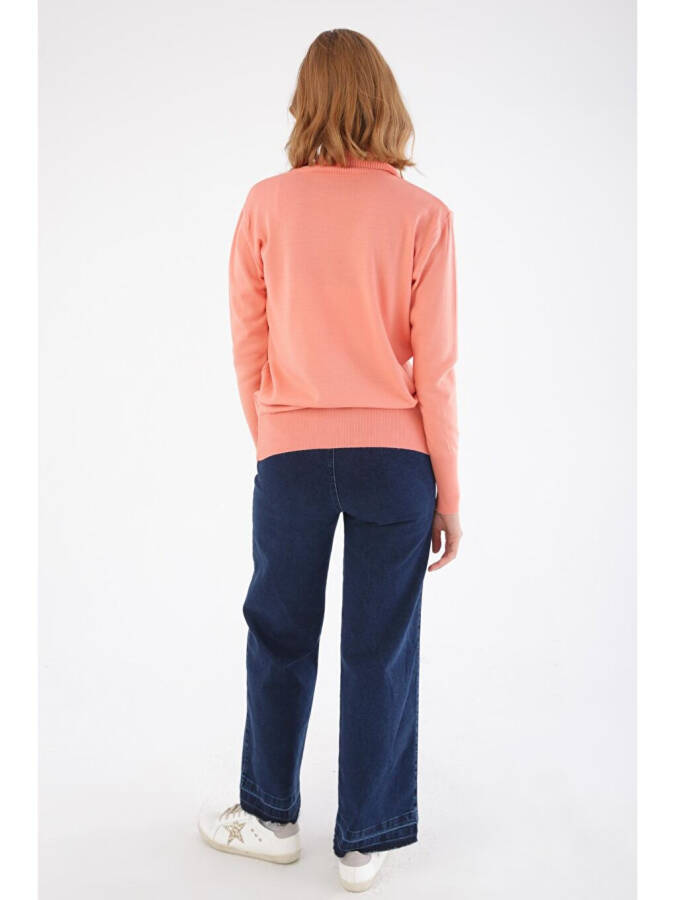 Salmon Fisherman's Rib Knit Short Cardigan - 4