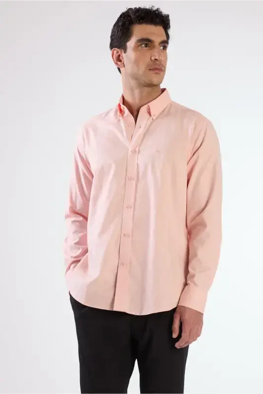 Salmon Men's Regular Fit Oxford Brent Button-Down Long Sleeve Shirt - 94837 - 2