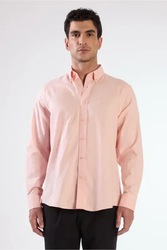 Salmon Men's Regular Fit Oxford Brent Button-Down Long Sleeve Shirt - 94837 - 4