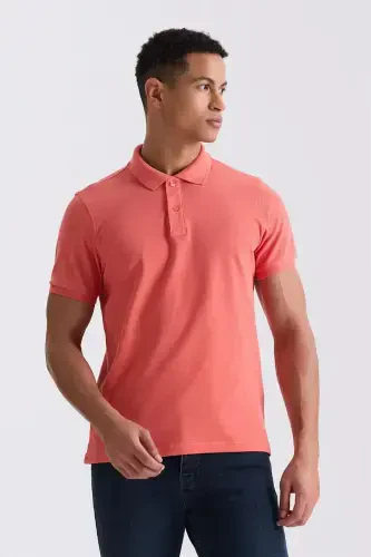 Salmon Slim Fit Polo Neck T-Shirt 