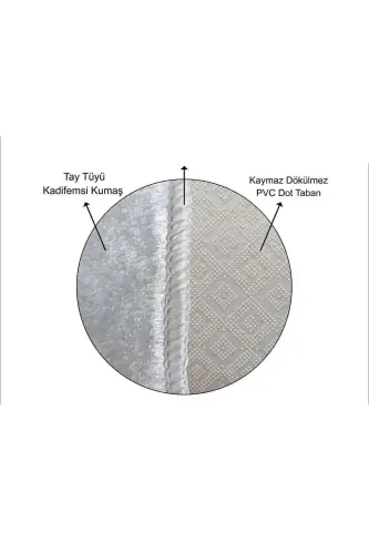Salon Halısı Geometrik İskandinav Eskitmeli Dijital Baskı Yıkanabilir Kaymaz Taban 8103 - Bej - 4