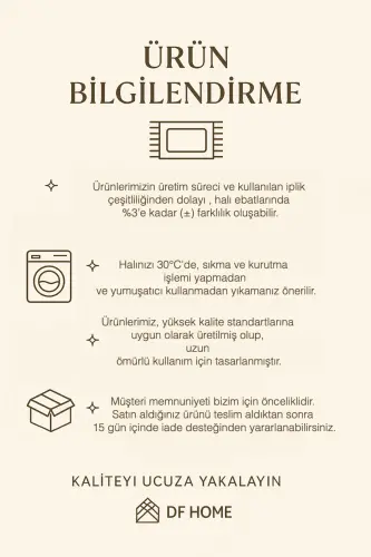 Salon Halısı Geometrik İskandinav Eskitmeli Dijital Baskı Yıkanabilir Kaymaz Taban 8103 - Bej - 5
