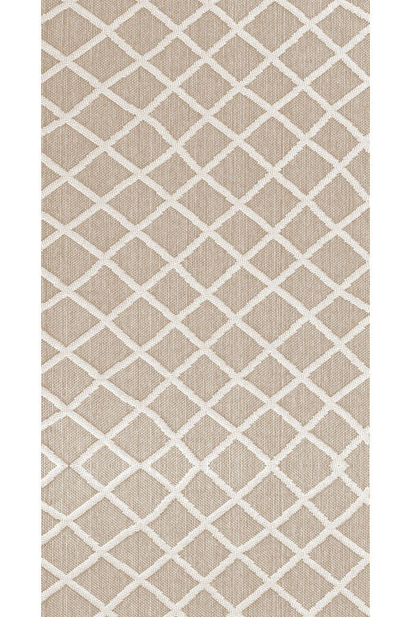 Salon Halısı Geometrik İskandinav Toz Tutmaz Dijital Baskı Yıkanabilir Kaymaz Taban 8118- - Bej - 2