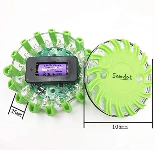 SAMDO Suv o'tkazmaydigan 9 naqshli Favqulodda vaziyat uchun mo'ljallangan avtomobil fleyerlari, Favqulodda vaziyatlar uchun ogohlantiruvchi chiroq, Yo'lning chetidagi xavfsizlik chiroqlari CR123A (oq) - 6