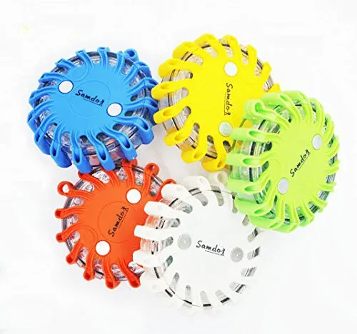 SAMDO Waterproof 9 Patterns Magnetic Beacon Lamp, Emergency Light, LED Road Flares Emergency Lights CR123A (Green) - SAMDO