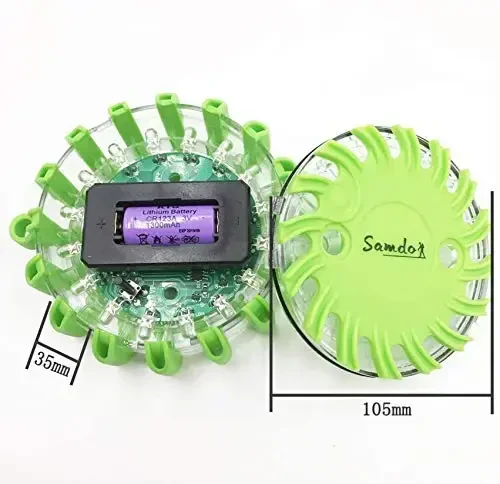 SAMDO Waterproof 9 Patterns Emergency Car Flares, Emergency Warning Light, Roadside Safety Lights CR123A (White) - 6