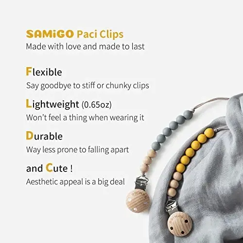 SAMiGO Pacifier Clips Holders Silicone Paci Binky Clips for Baby Boys - 2 Pack - 3