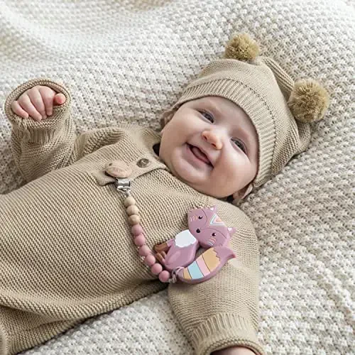 SAMiGO Pacifier Clips for Baby Girls Pacifier Holders Silicone Paci Binky Clips - 2 Pack - 6