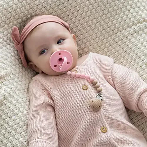 SAMiGO Pacifier Clips for Baby Girls Silicone Paci Holders Binky Clips - 2 Pack - 2