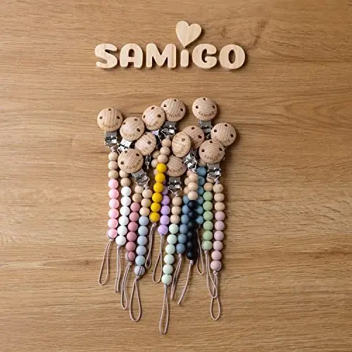 SAMiGO Pacifier Clips for Baby Girls Silicone Paci Holders Binky Clips - 2 Pack - 5