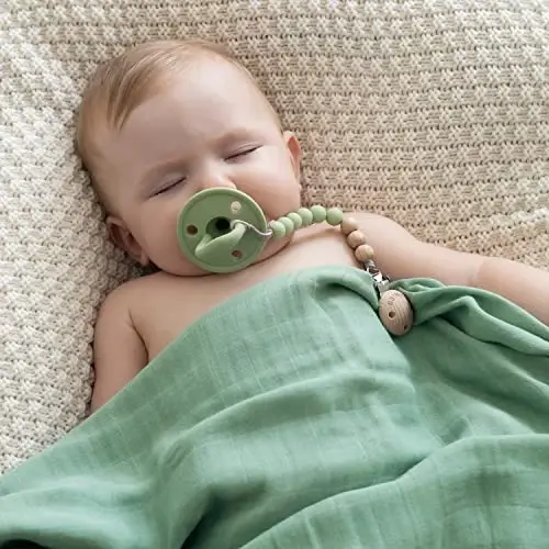 SAMiGO Pacifier Clips for Baby Girls Silicone Paci Holders Binky Clips - 2 Pack - 6