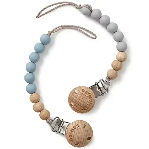 SAMiGO Pacifier Clips for Baby Boys Pacifier Holders Silicone Paci Binky Clips - 2 Pack 