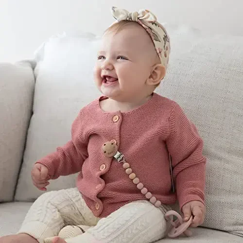 SAMiGO Pacifier Clips for Baby Girls Pacifier Holders Silicone Paci Binky Clips - 2 Pack - MODAZONE (1)