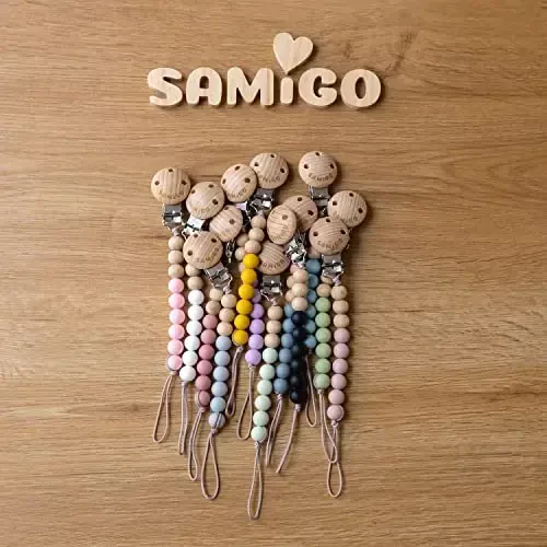 SAMiGO Pacifier Clips for Baby Girls Silicone Paci Holders Binky Clips - 2 Pack - 5