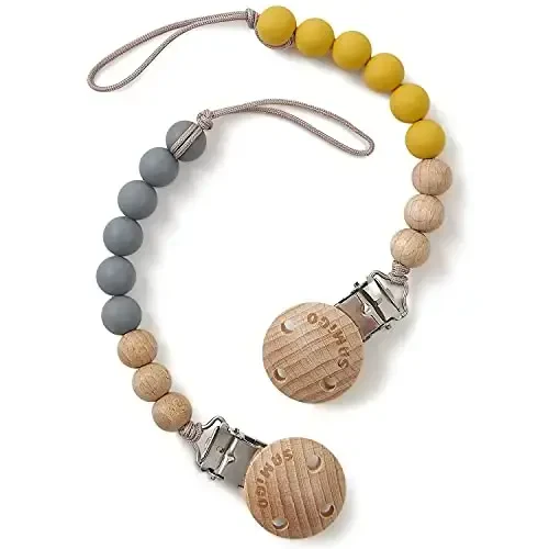 SAMiGO Pacifier Clips Holders Silicone Paci Binky Clips for Baby Boys - 2 Pack - 1