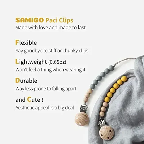 SAMiGO Pacifier Clips Holders Silicone Paci Binky Clips for Baby Boys - 2 Pack - 3