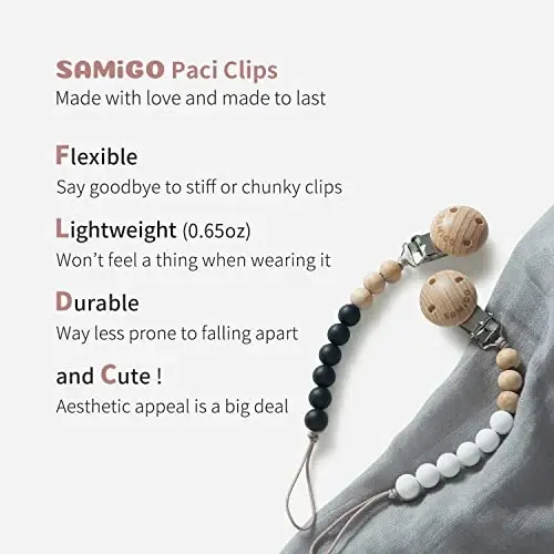 SAMiGO Silicone Pacifier Clips Holders Paci Binky Clips for Baby Boys and Girls - 2 Pack - 3