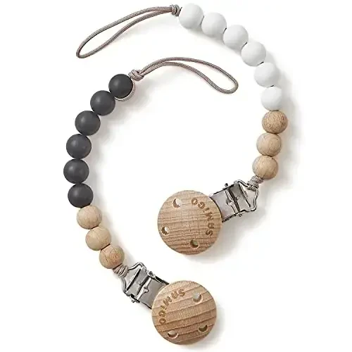 SAMiGO Silicone Pacifier Clips Holders Paci Binky Clips for Baby Boys and Girls - 2 Pack - 1