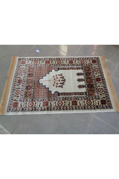 ŞaModazoneerdanoğlu 80x120 Cm Крем, Harika Namazla, İpek Gibi Parlayan Renkli Ve Ultra Yumuşak Dokunuş - 3