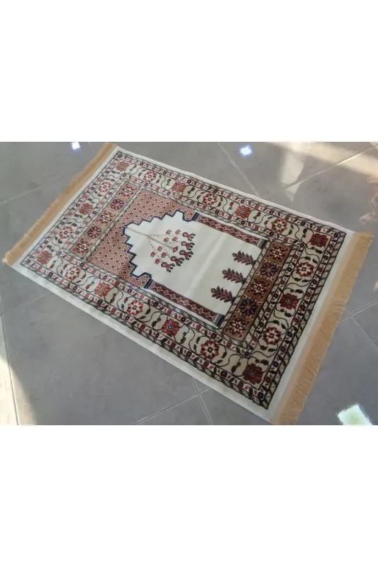 ŞaModazoneerdanoğlu 80x120 Cm Крем, Harika Namazla, İpek Gibi Parlayan Renkli Ve Ultra Yumuşak Dokunuş - 3