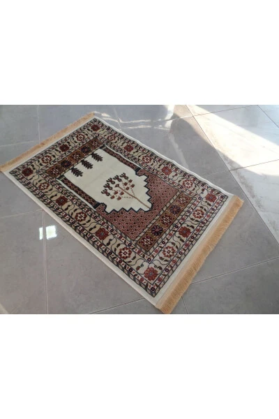 ŞaModazoneerdanoğlu 80x120 Cm Krem, Harika Namazla, İpek Gibi Parlayan Renkli Ve Ultra Yumuşak Dokunuş - 7